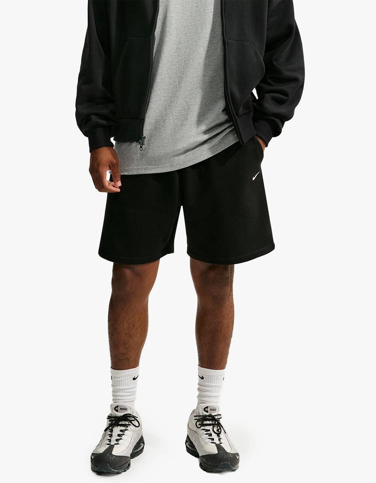 Nike Solo Swoosh Mens Fleece Shorts - Total Black/Sail