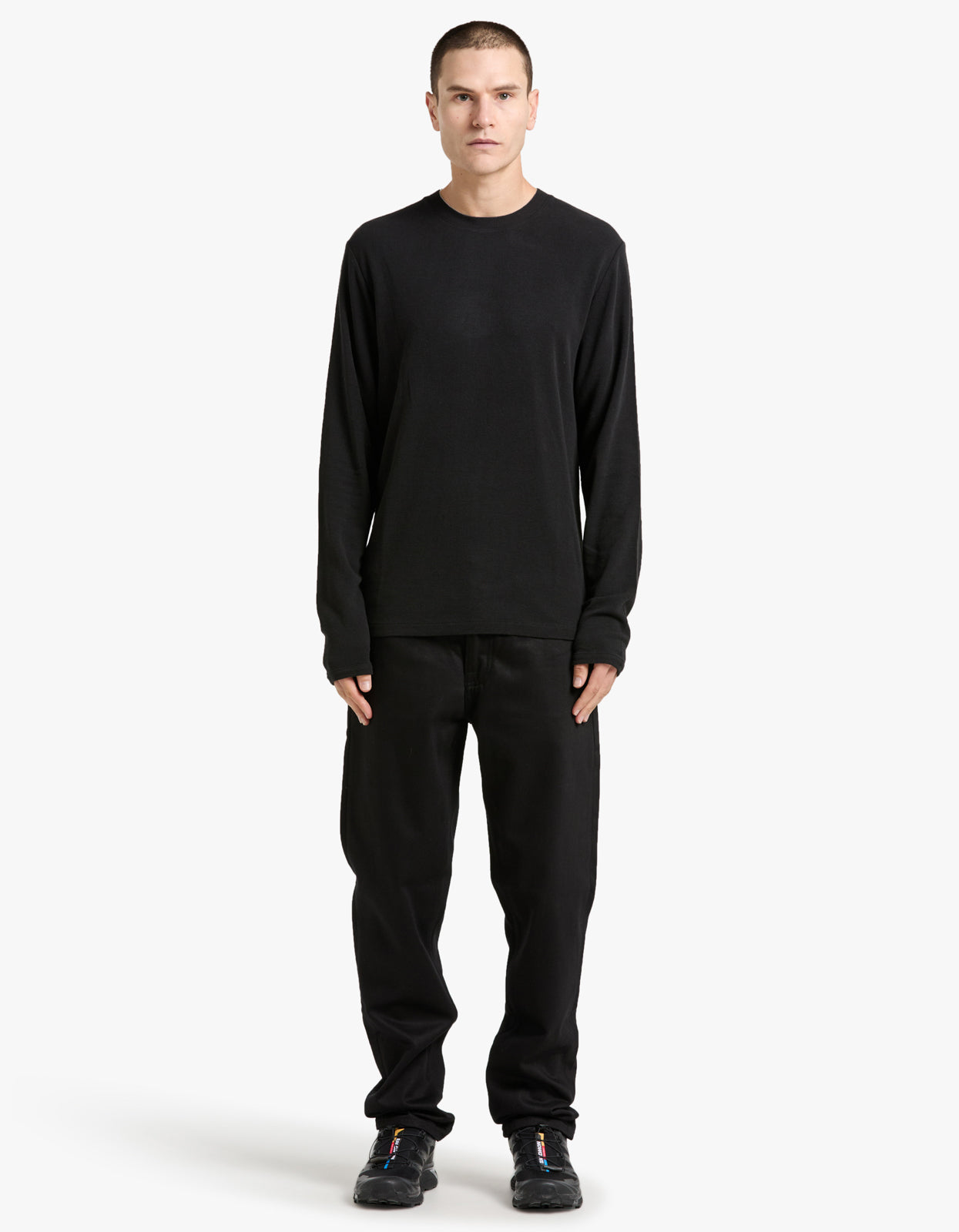Clive L/S Waffle 3323 - 999 Black