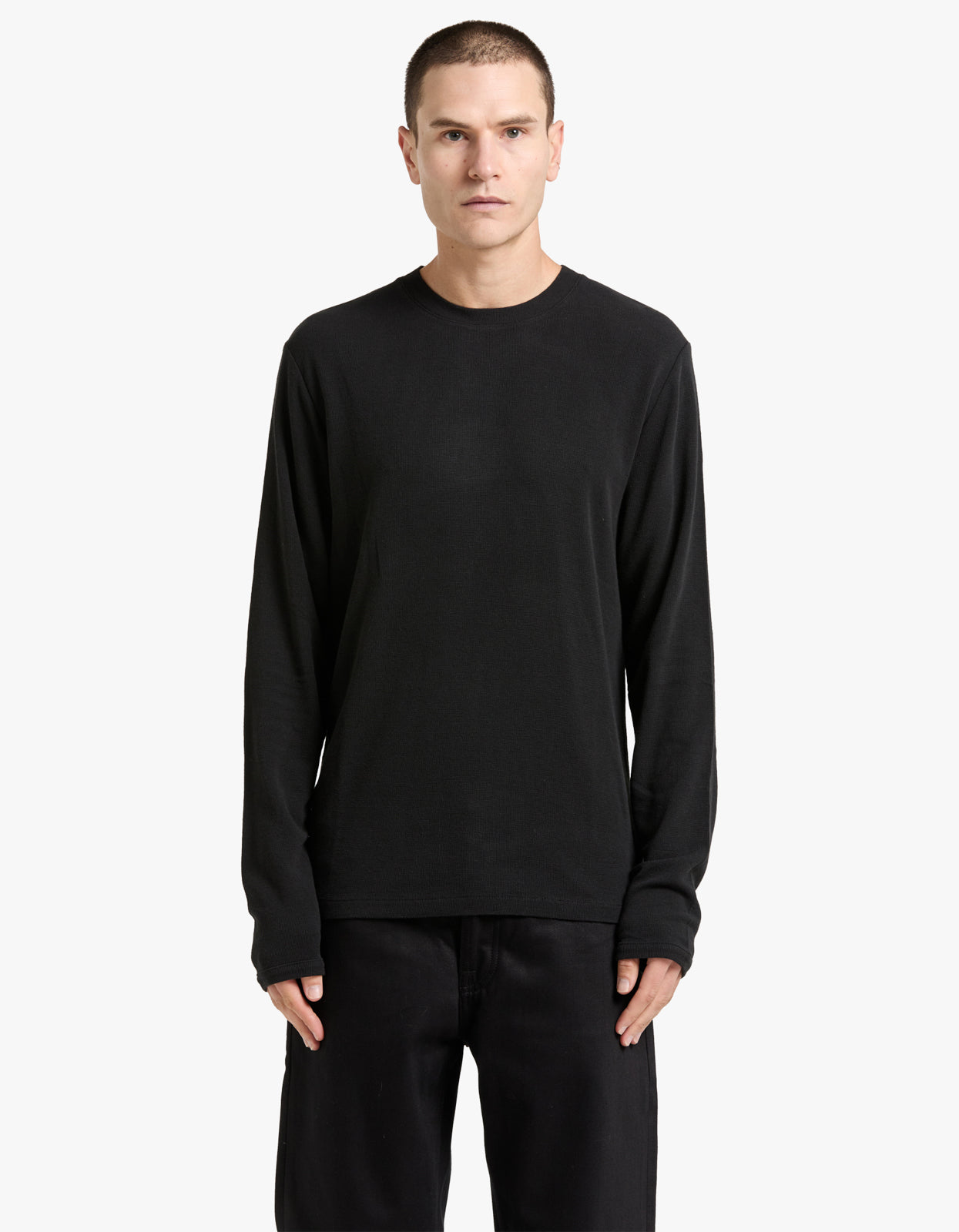 Clive L/S Waffle 3323 - 999 Black