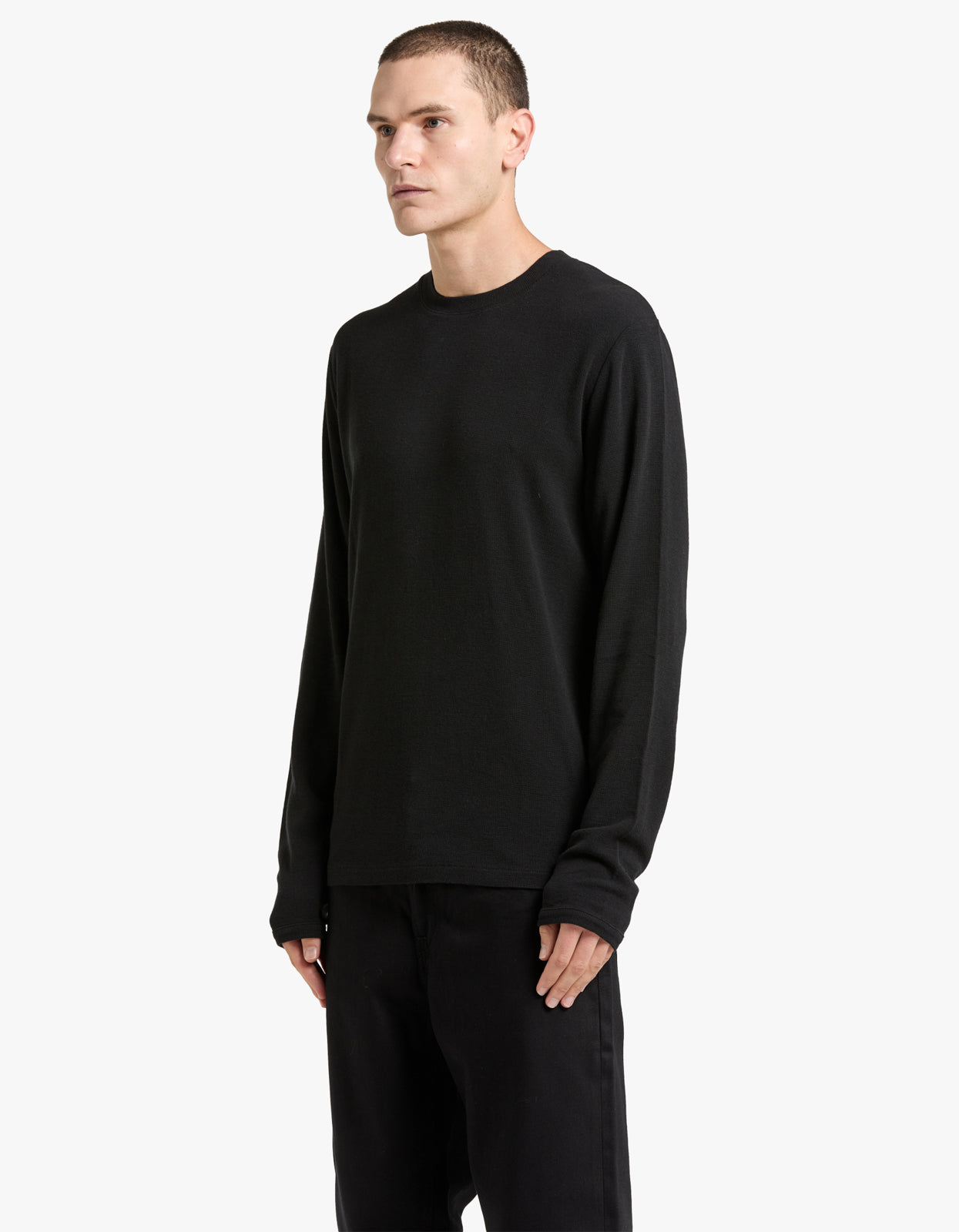 Clive L/S Waffle 3323 - 999 Black