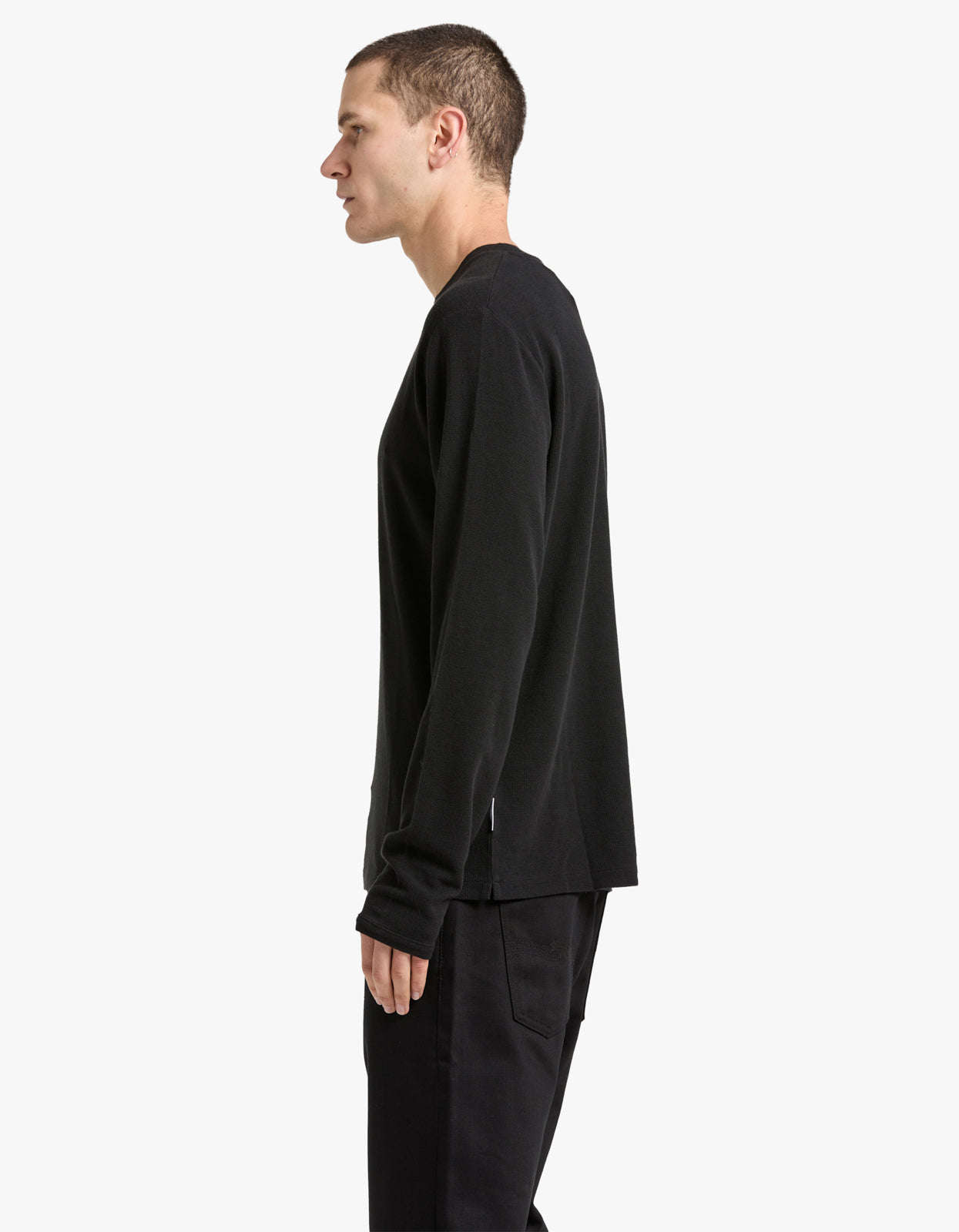 Clive L/S Waffle 3323 - 999 Black