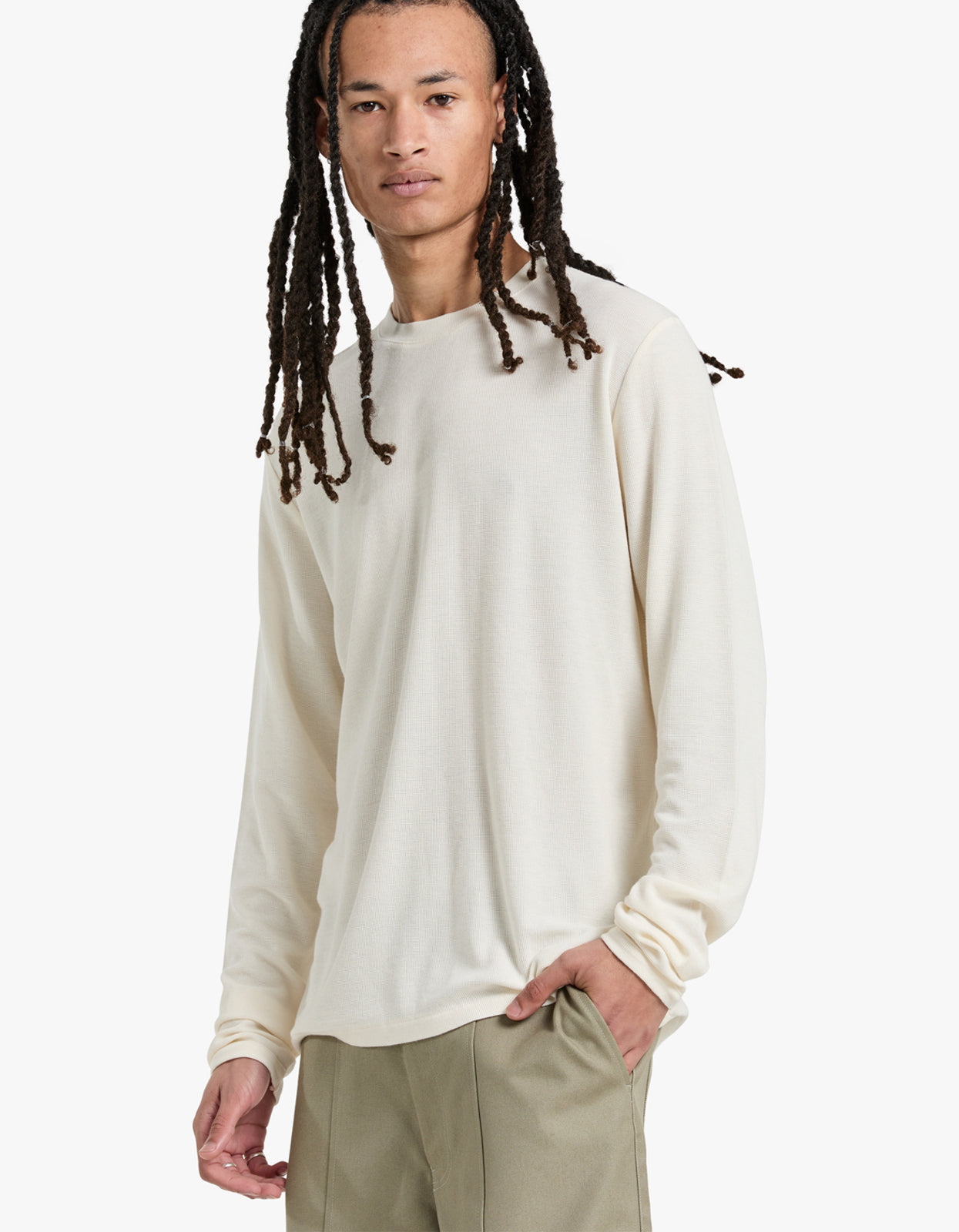 Clive L/S Waffle 3323 - Egg White 003