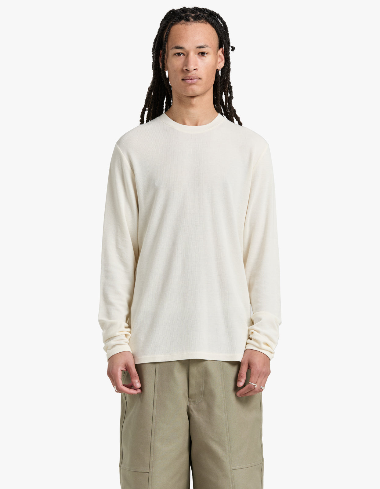 Clive L/S Waffle 3323 - Egg White 003