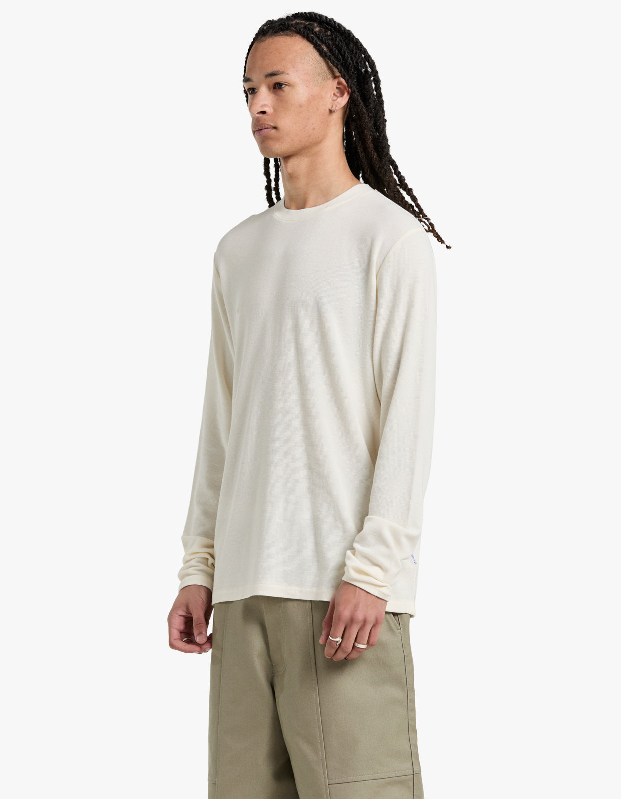 Clive L/S Waffle 3323 - Egg White 003