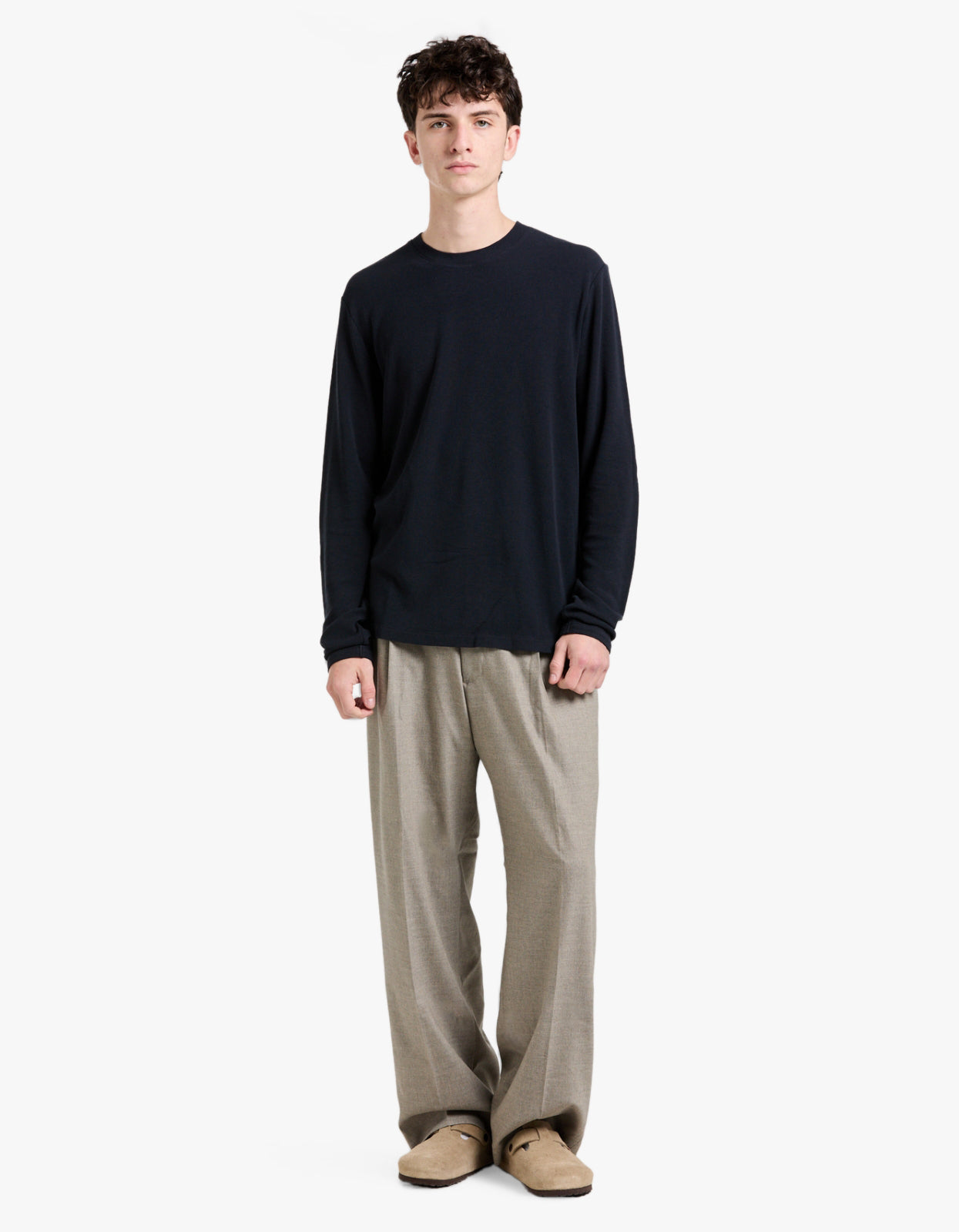Clive L/S Waffle 3323 - Navy Blue
