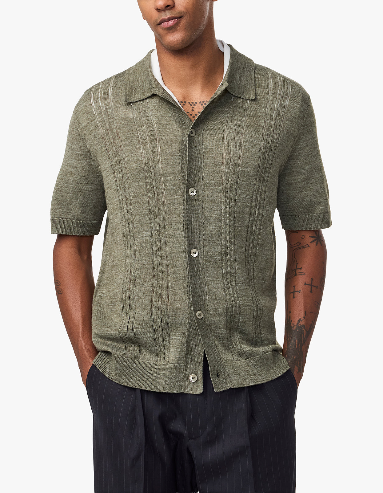 Thor S/S Cardigan Shirt 6584 - Capers 343
