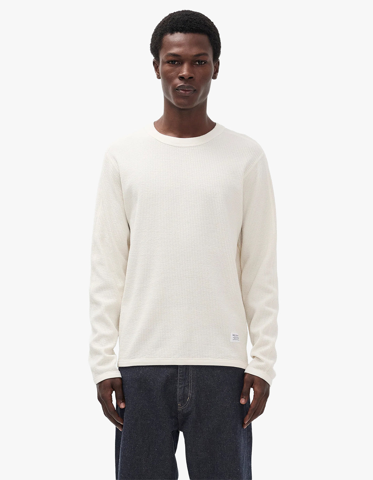 Stevns Cotton Hemp Military Rib L/S T Shirt - Ecru