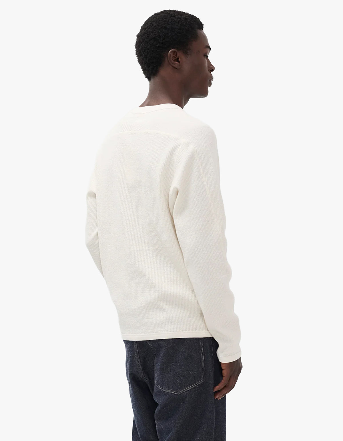 Stevns Cotton Hemp Military Rib L/S T Shirt - Ecru
