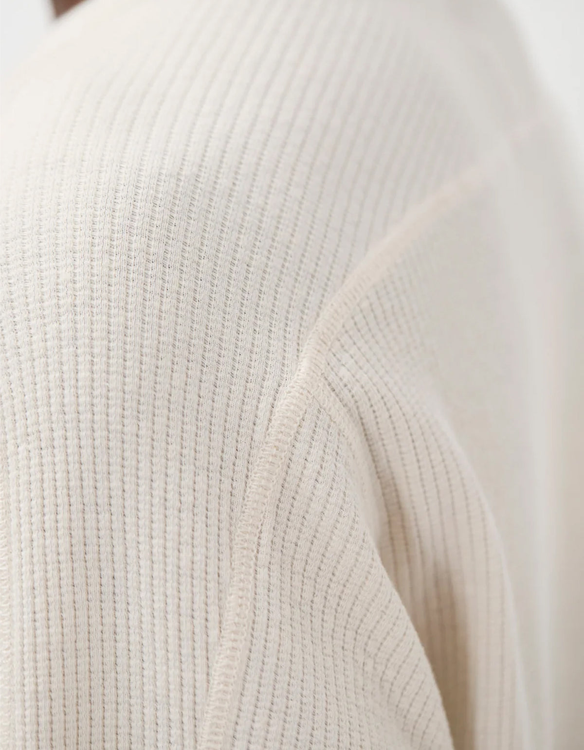 Stevns Cotton Hemp Military Rib L/S T Shirt - Ecru