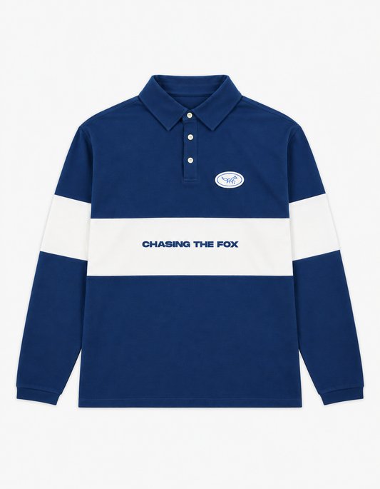 Chasing The Fox X Superette L/S Polo Shirt - Blue/Ivory