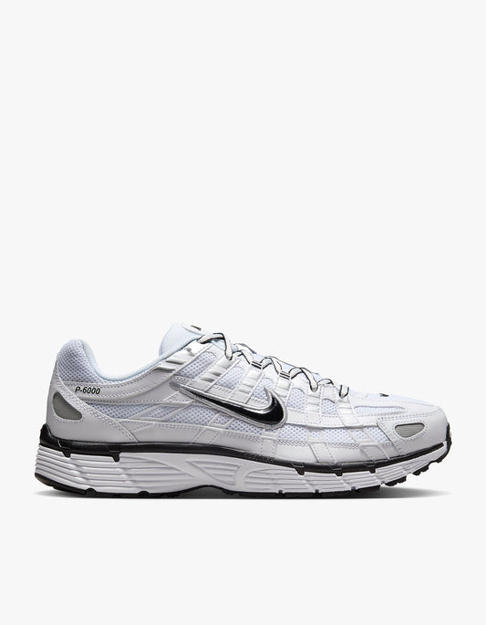 Mens Nike P-6000 - White/Black/Metallic Silver/Black