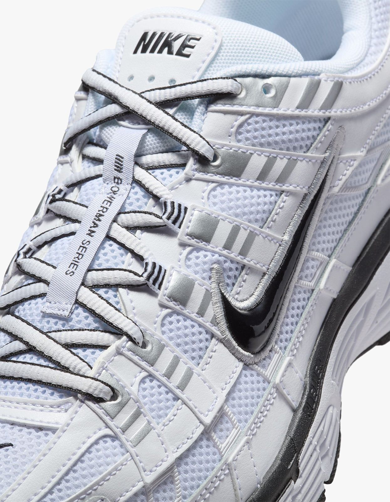 Mens Nike P-6000 - White/Black/Metallic Silver/Black