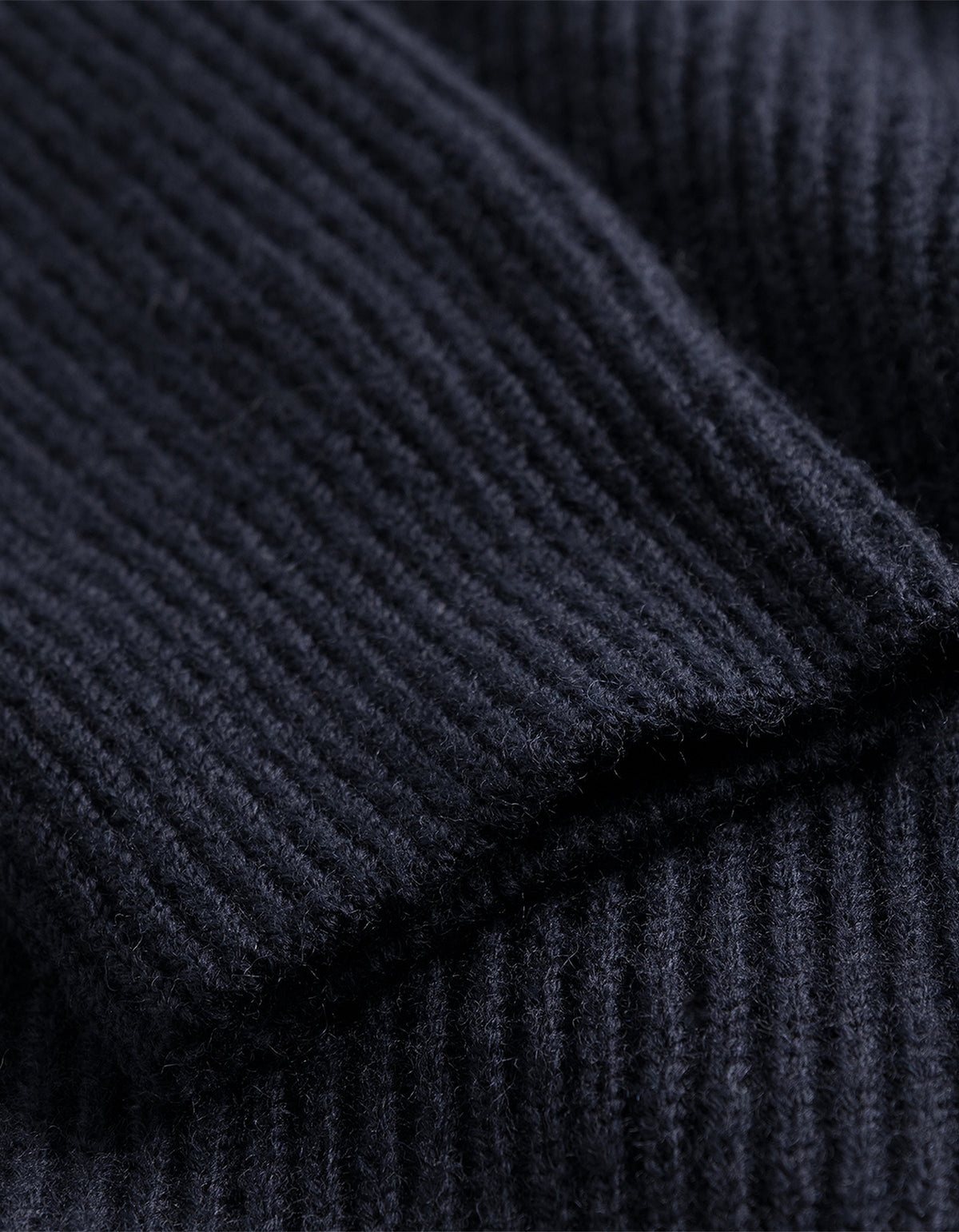 Hagen Wool Cotton Rib Full Zip Jacket - Dark Navy