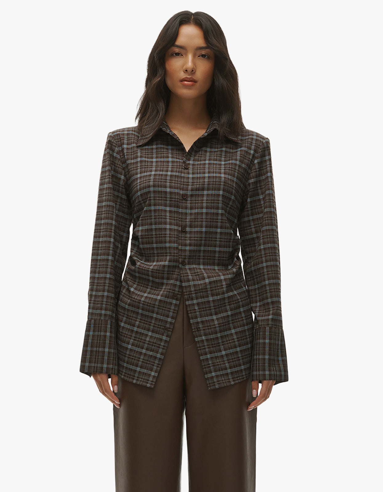 Juno Shirt - Brown/Blue Plaid