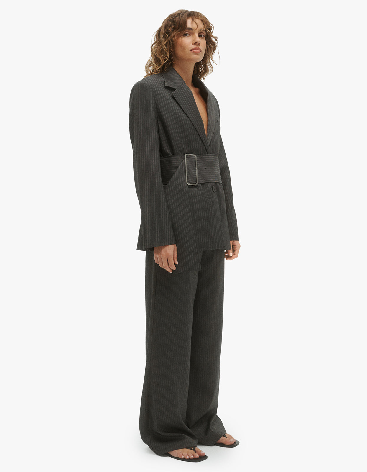 Margot Blazer - Grey Pinstripe