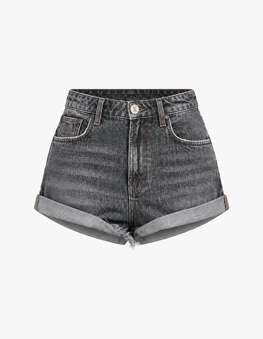 Bandits High Waist Denim Short - Charcoal