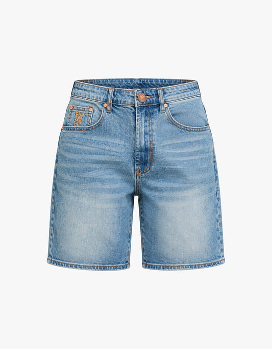 Jackson Mid Waist Wide Leg Short - Texas Blue