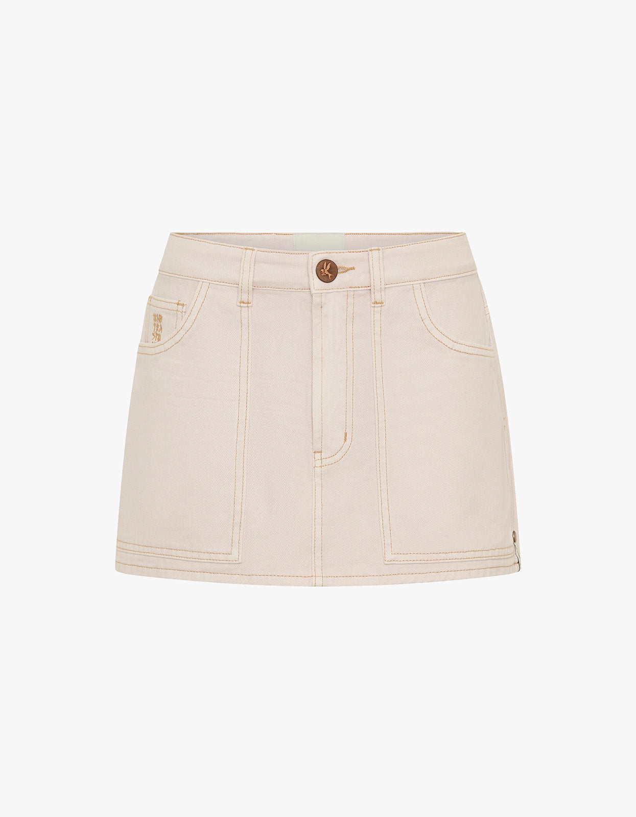 Fiasco Low Waist Utility Micro Mini Denim Skirt - Pink Tint