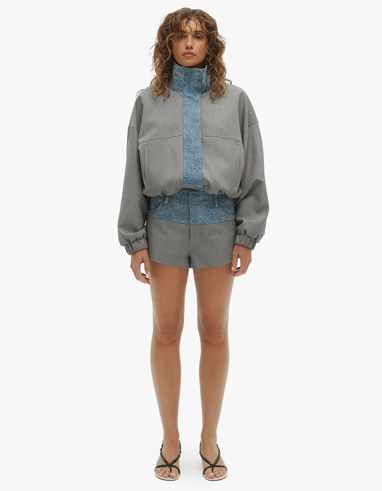 Tove Bomber - Grey/Blue Denim