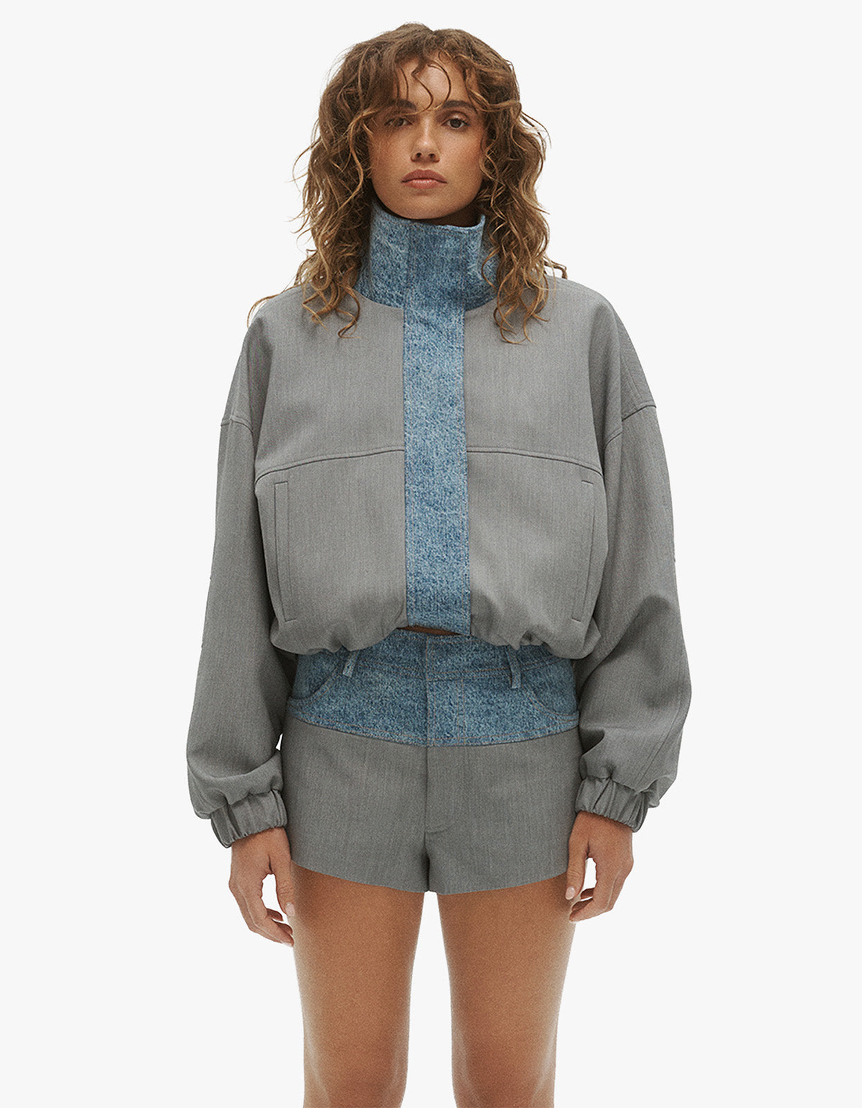 Tove Bomber - Grey/Blue Denim