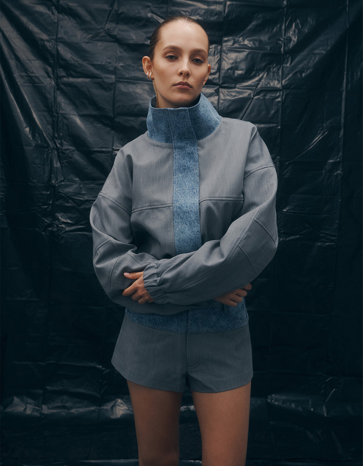 Tove Bomber - Grey/Blue Denim