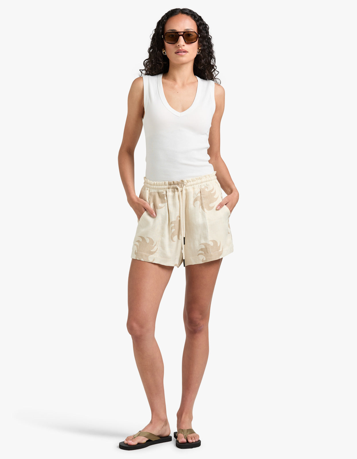 Hazel Ember Drizzle Linen Shorts - Hazel