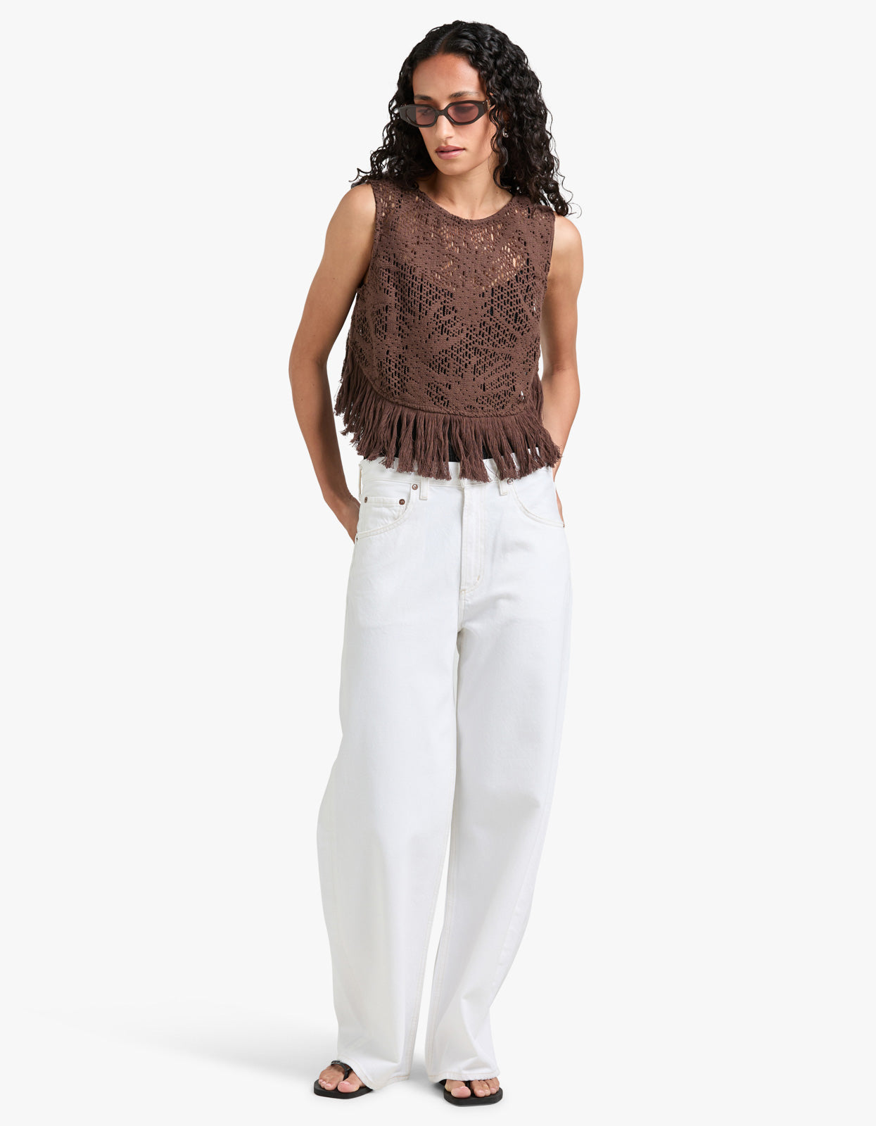 Astrea Aurora Crochet Top - Brown