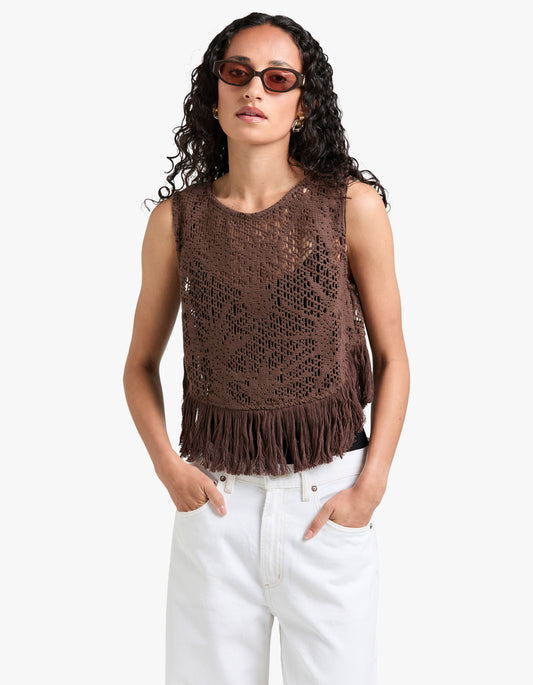 Astrea Aurora Crochet Top - Brown