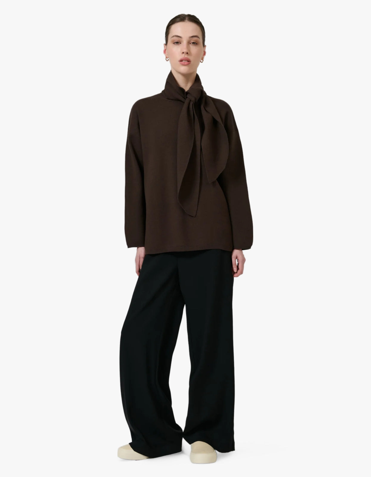 Isla Scarf Sweater - Chocolate