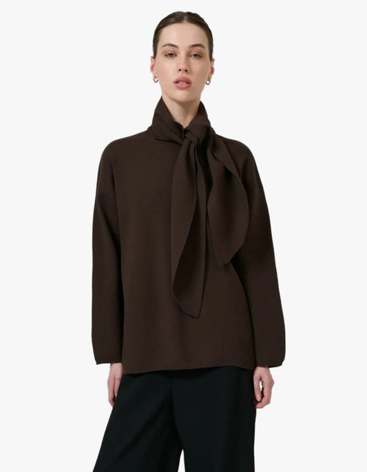 Isla Scarf Sweater - Chocolate