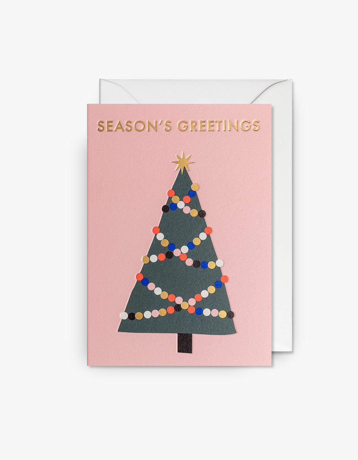 Seasons Greetings Tree Card - Pink