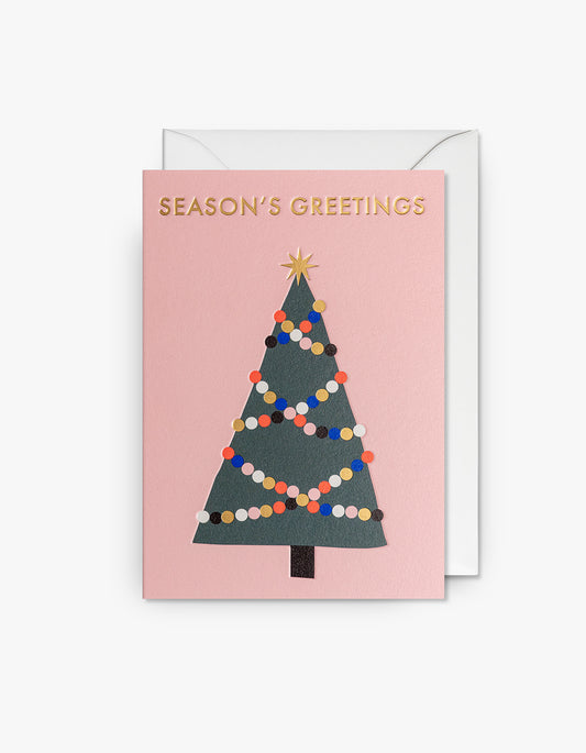 Seasons Greetings Tree Card - Pink