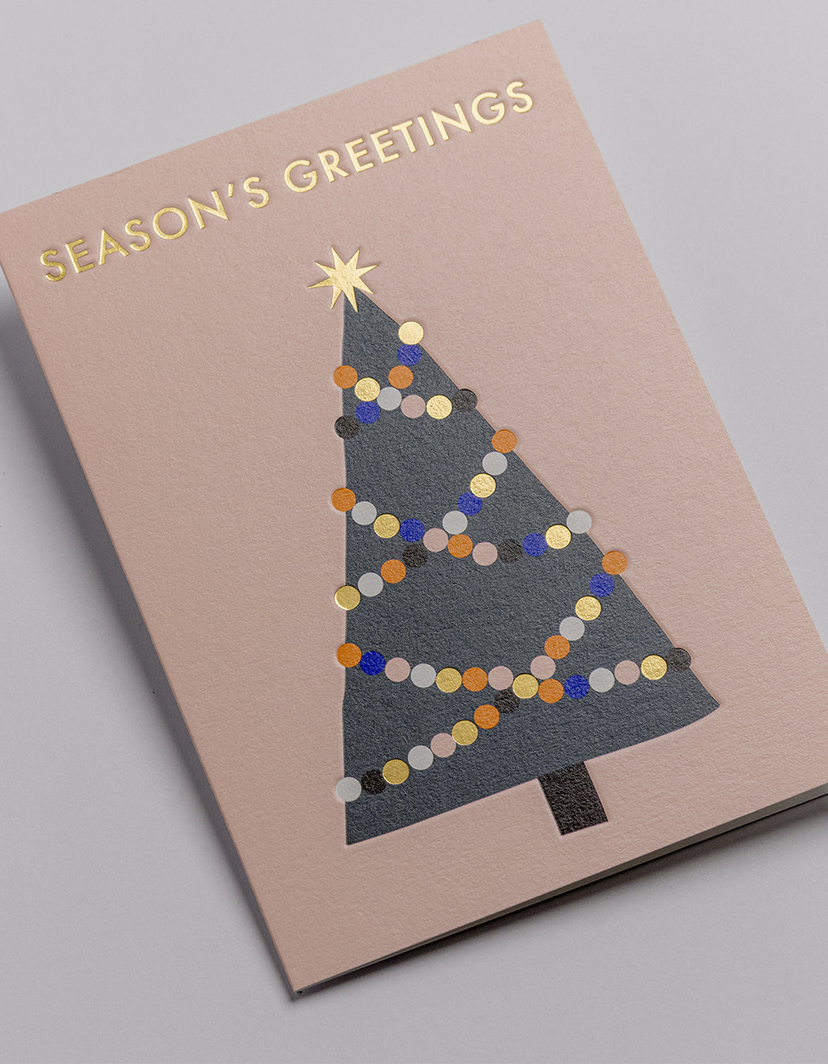 Seasons Greetings Tree Card - Pink