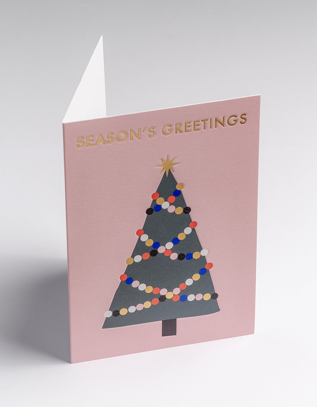 Seasons Greetings Tree Card - Pink