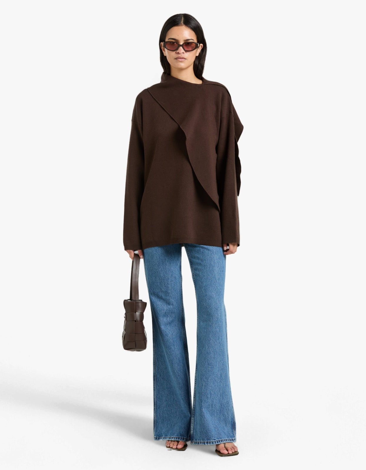 Isla Scarf Sweater - Chocolate