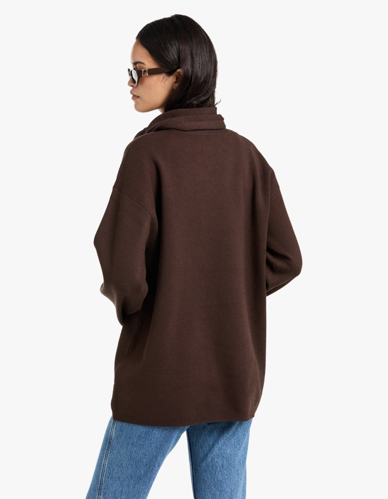 Isla Scarf Sweater - Chocolate