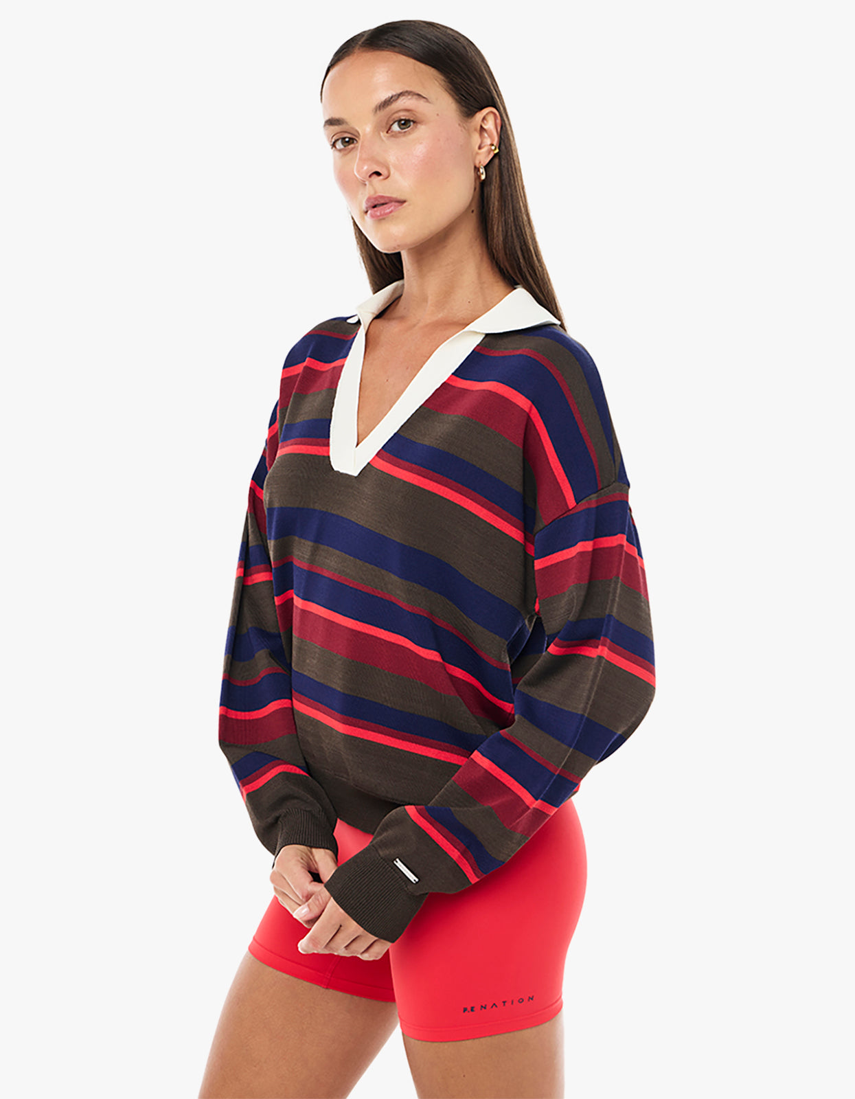 Retreat Stripe Collar Knit - Strawberry Stripe