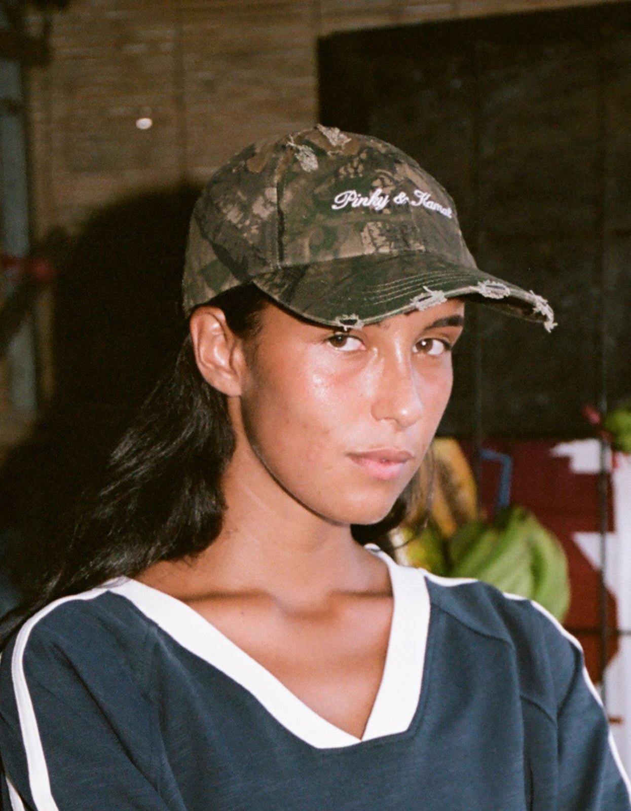 Pinky & Kamal Curved Cap - Distressed Camo