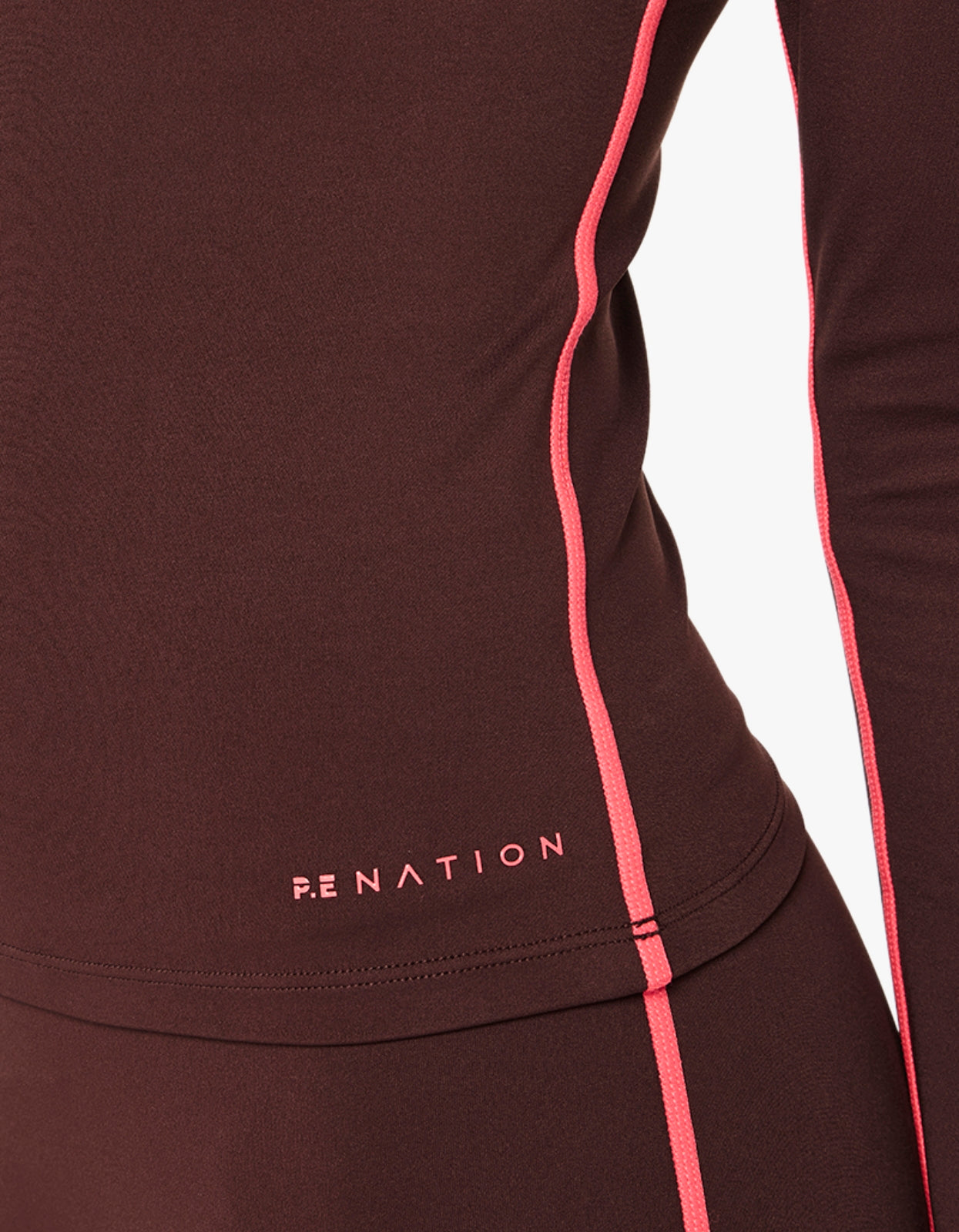 Routine Quarter Zip L/S - Mahogany/Diva Pink