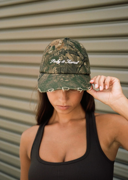 Pinky & Kamal Curved Cap - Distressed Camo