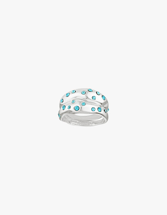 Mali Ring Set - Whte Gold/Aquamarine