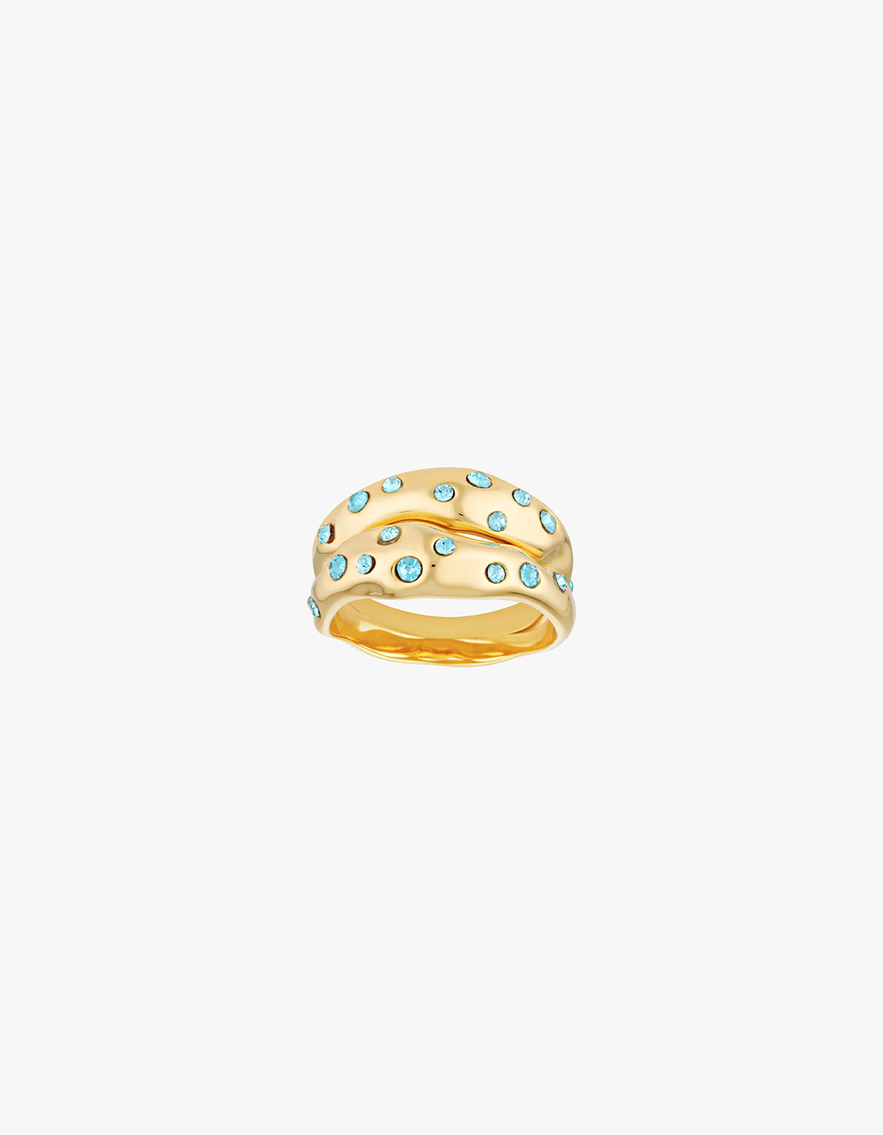 Mali Ring Set - Gold/Aquamarine