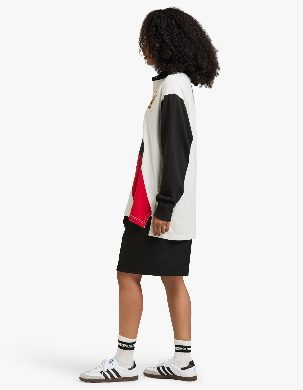 Cotton Jersey Rugby Shirt - Deckwash White/Polo Black