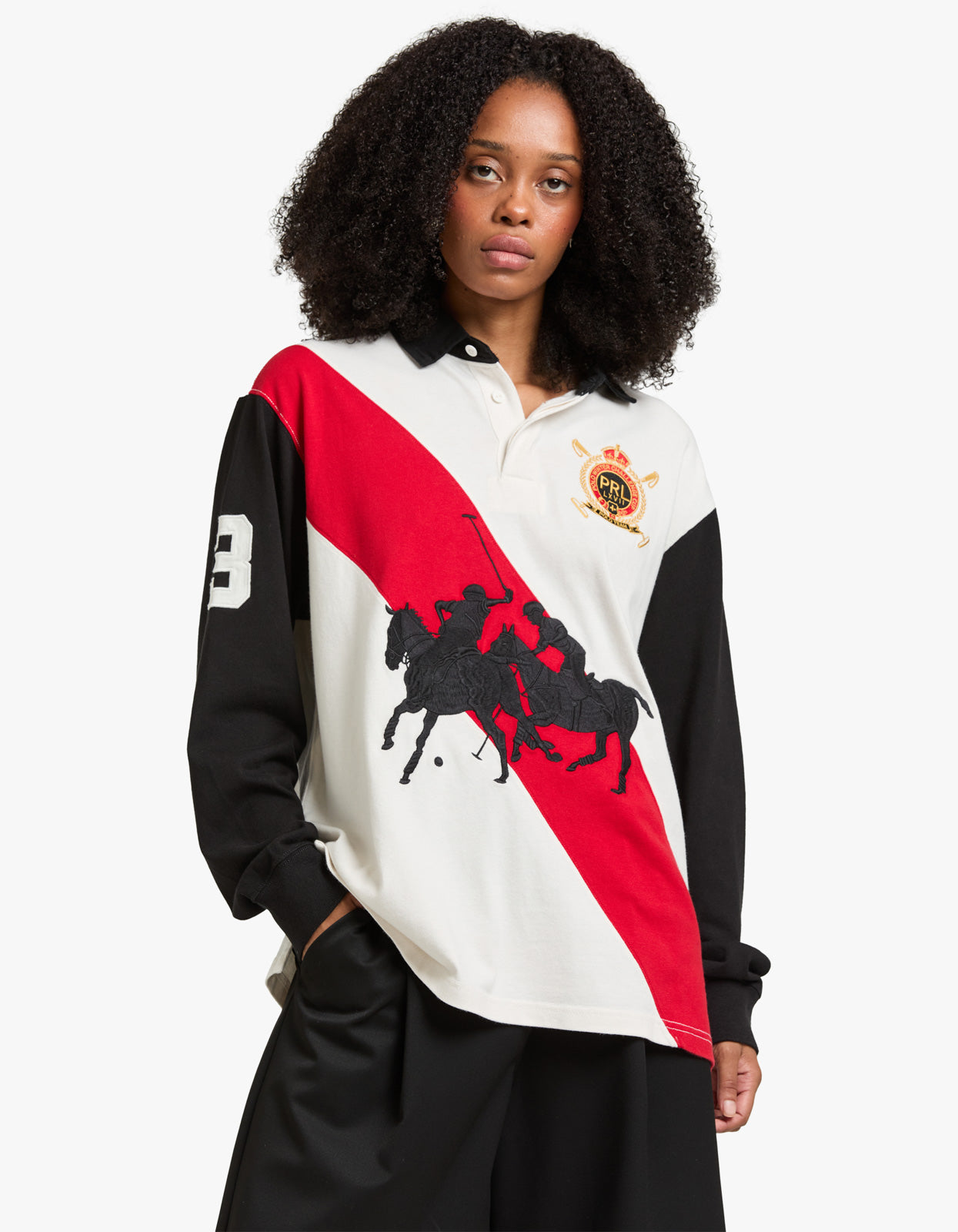 Cotton Jersey Rugby Shirt - Deckwash White/Polo Black