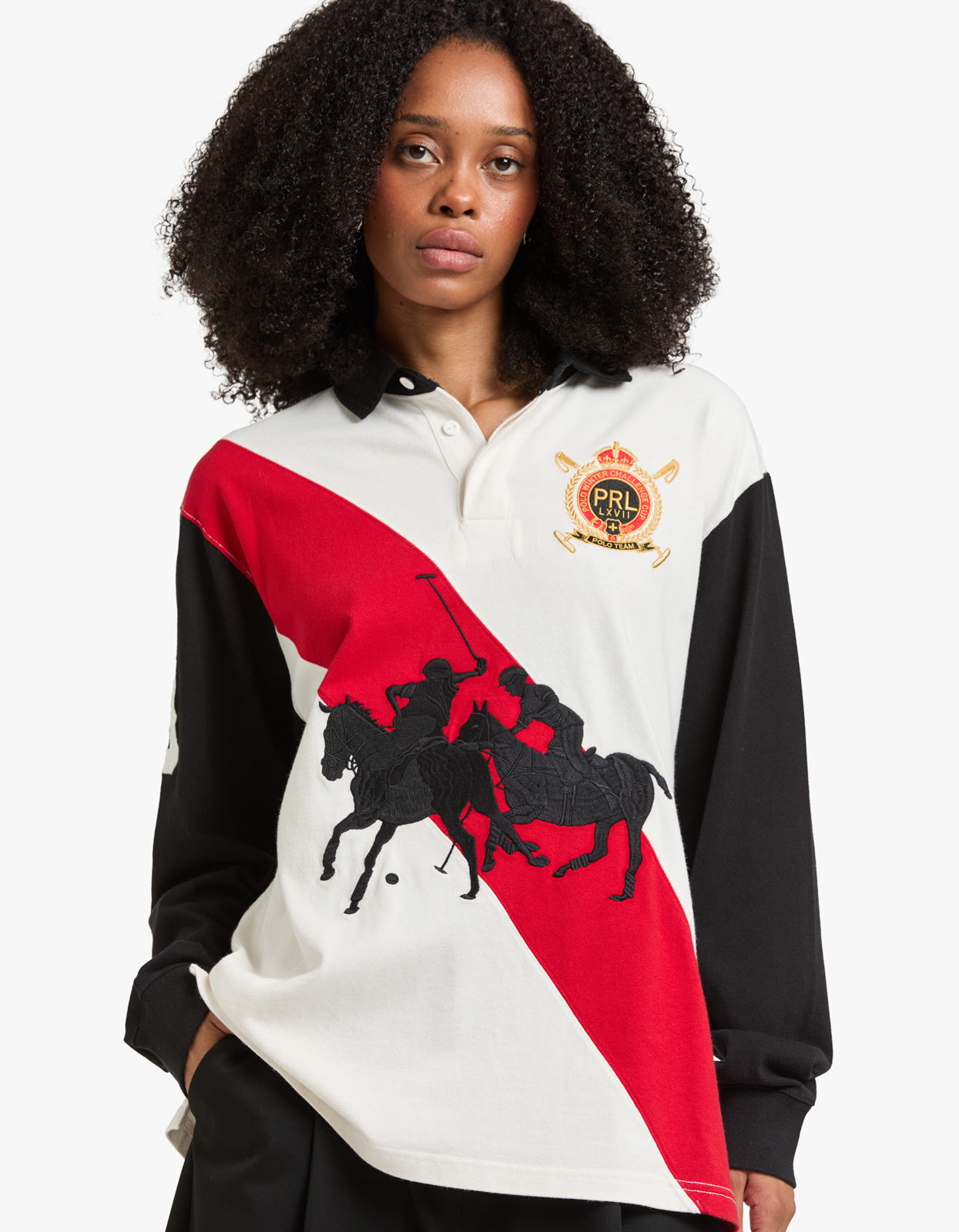 Cotton Jersey Rugby Shirt - Deckwash White/Polo Black