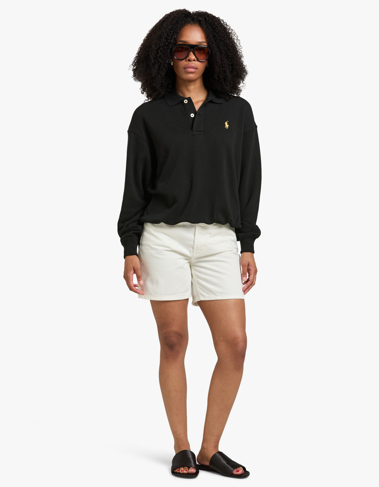 Luna New Year Long Sleeve Polo - Polo Black