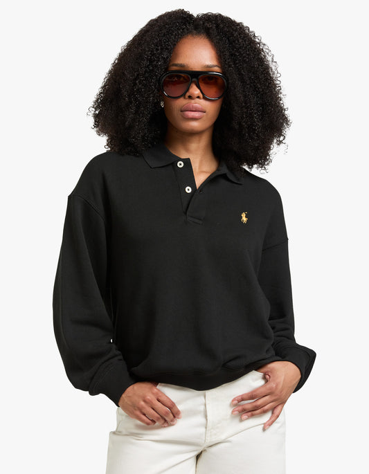 Luna New Year Long Sleeve Polo - Polo Black