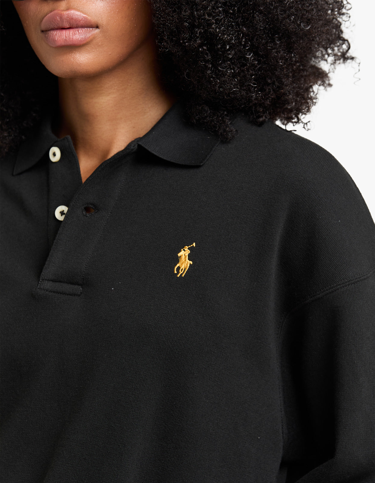 Luna New Year Long Sleeve Polo - Polo Black