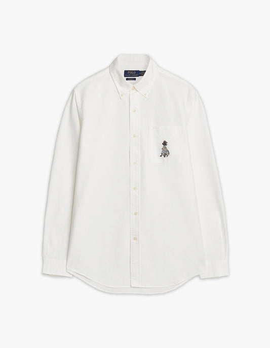 Custom Fit Labrador Embroidered Oxford Shirt - 7017C BSR White Black Lab