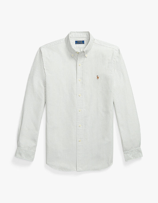 Custom Fit Striped Oxford Shirt - 6636J Shamrock/White